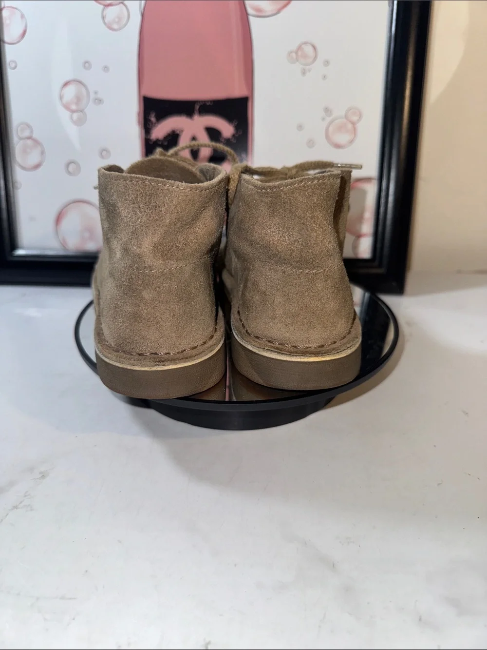 Clarks Originals Kids Leather Taupe Desert Boot - Size 11.5M/W